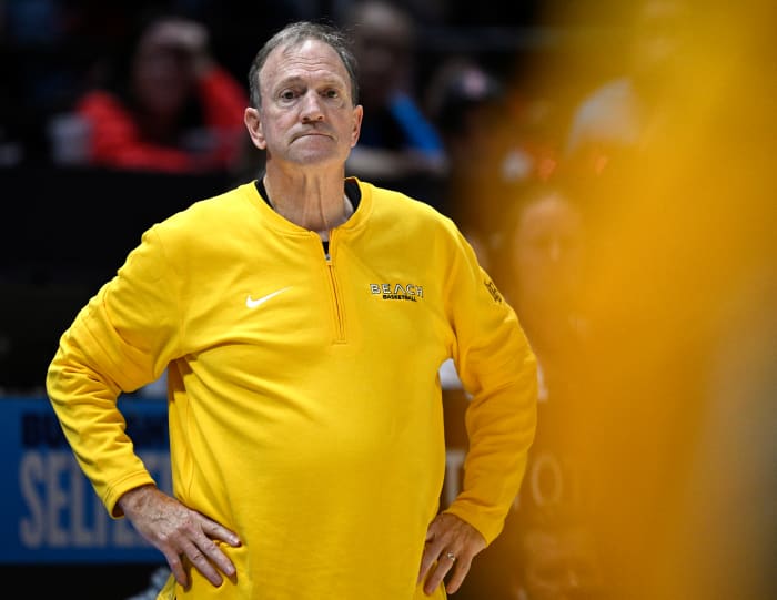 Monson during Long Beach State’s 88-76 loss to San Diego State on Nov. 14, 2023.